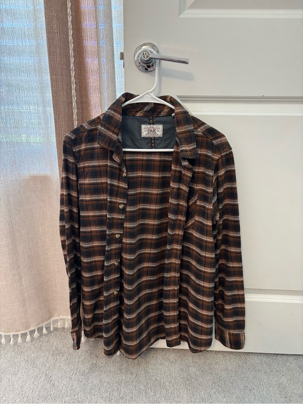 Men’s Brown Plaid Flannel Shirt Jacket